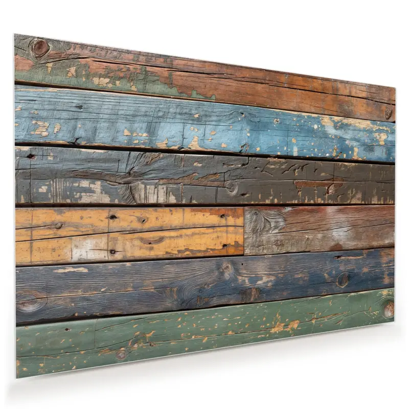 Wandbild - Bunte Holzplatte 45 x 30 cm Gratis Versand