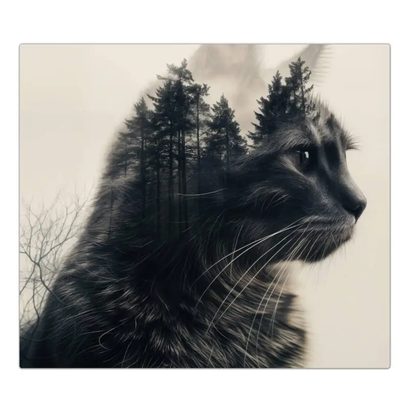 Letzte Chance Herdabdeckplatte Waldkatze 2-Teilig (60x52cm)