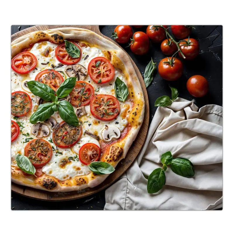 Nur Heute Herdabdeckplatte Pizza mit Tomaten 2-Teilig (60x52cm)