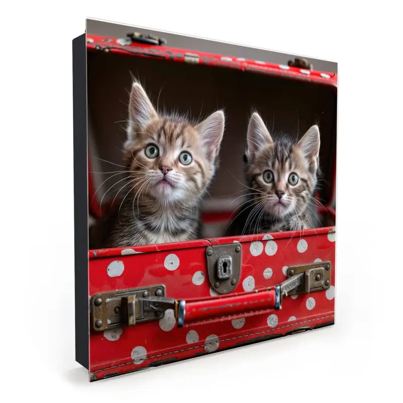 Schneller Versand Schlüsselkasten Katzen im Koffer Rechts