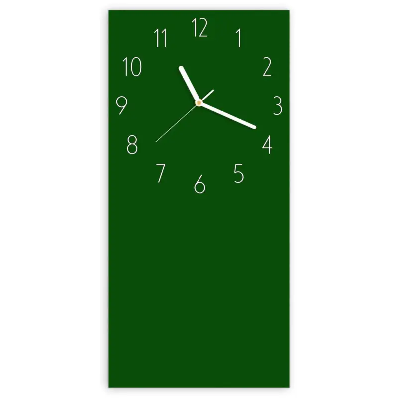 Kostenloser Rückversand Wanduhr Hochformat - Dunkelgrüner Hintergrund I Elegant