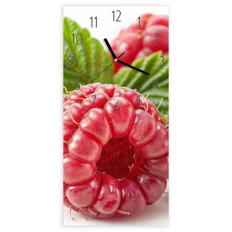 Gratis Versand Wanduhr Hochformat - Frische Himbeeren Elegant