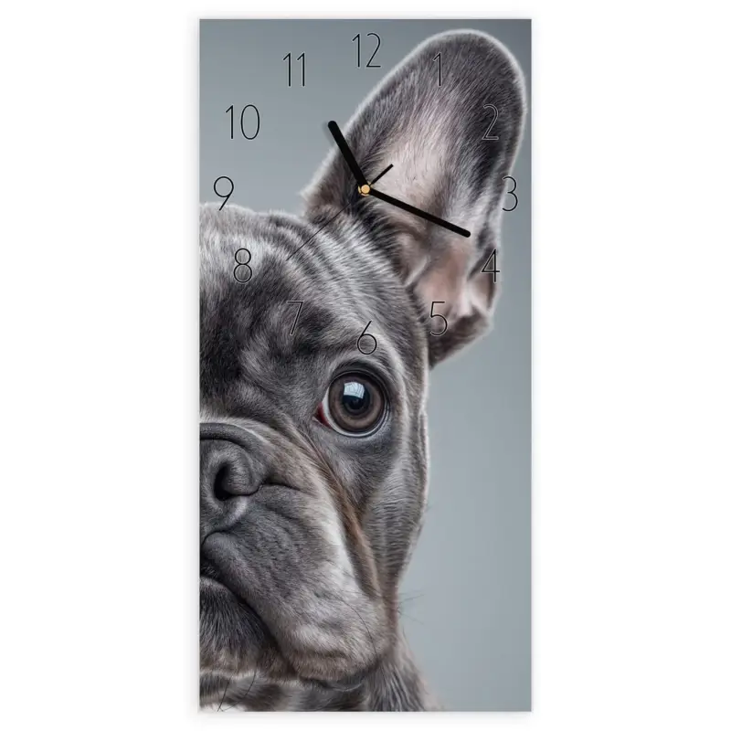Wochenendangebot Wanduhr Hochformat - Französische Bulldogge Elegant