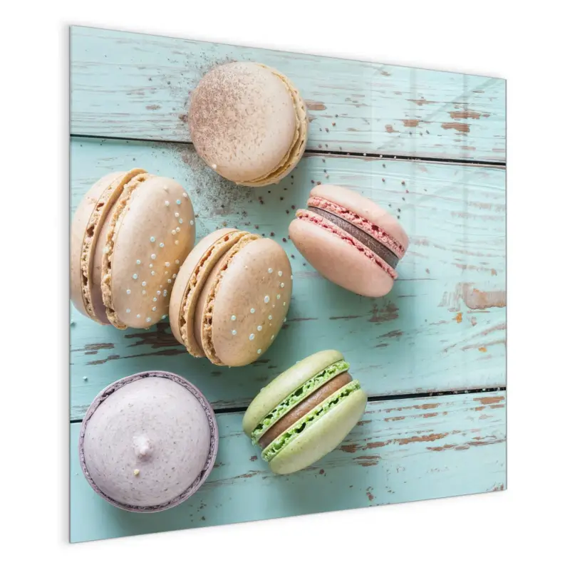 Letzte Chance Magnettafel - Macarons auf Holz 30 x 30 cm