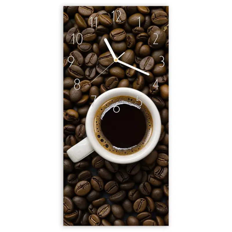 Wanduhr Hochformat - Kaffeebohnen und Tassen Elegant Beliebt