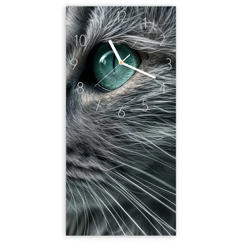 Wanduhr Hochformat - Nahaufnahme Katze Elegant Angebot
