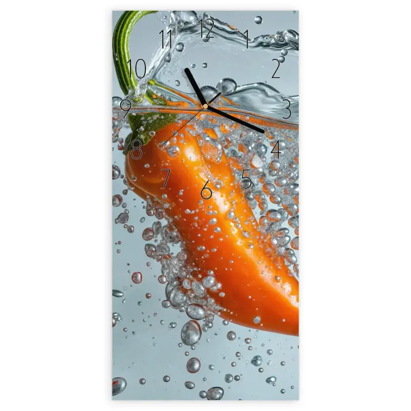 Wanduhr Hochformat - Paprika im Wasser Elegant Günstig