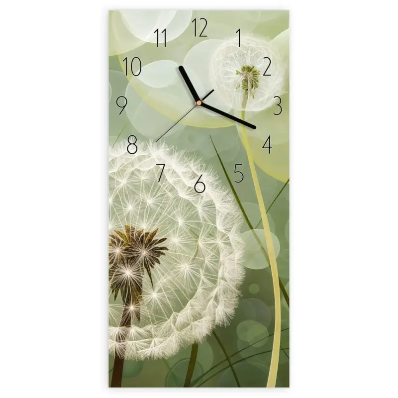 Wanduhr Hochformat - Löwenzahnzarte Blüten Elegant Top-Preis