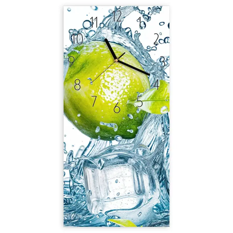 Angebot Wanduhr Hochformat - Limetten Splashing Elegant