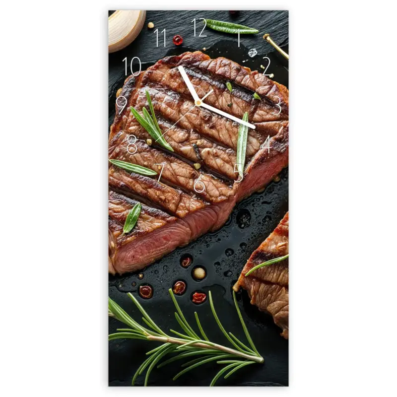 Wanduhr Hochformat - Gegrilltes Steak Elegant Sofort Bestellen