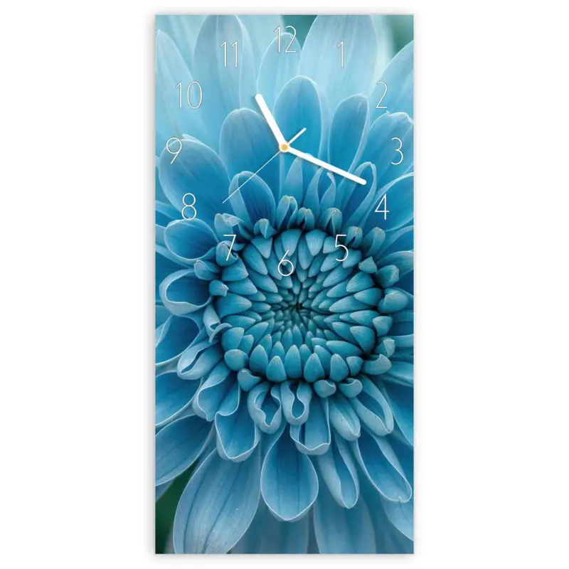Wanduhr Hochformat - Blaue Blume Elegant Solange Der Vorrat Reicht