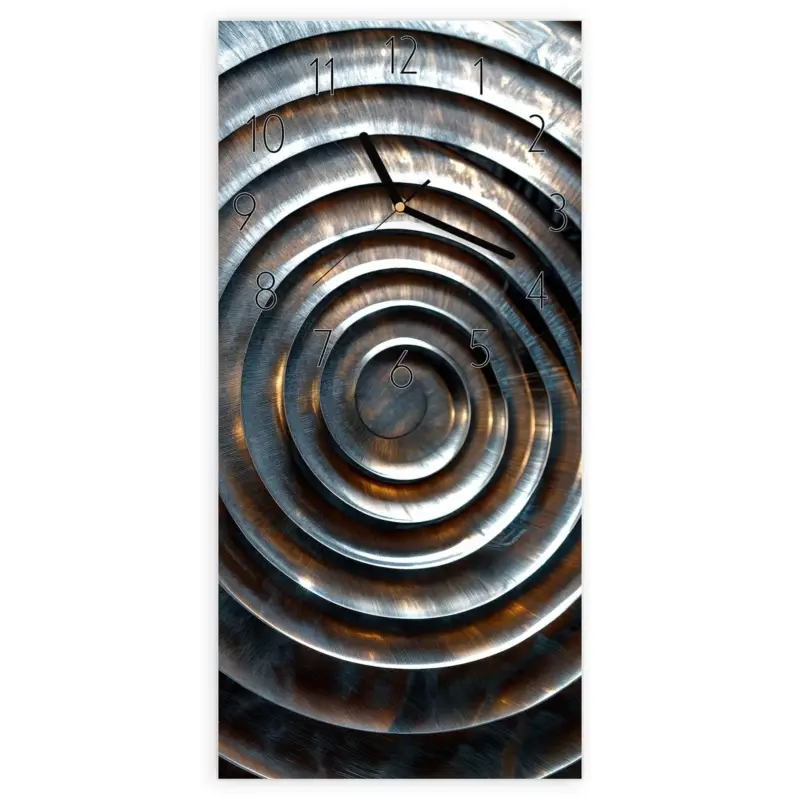 Neu Im Sortiment Wanduhr Hochformat - Metallische Spiralen Elegant