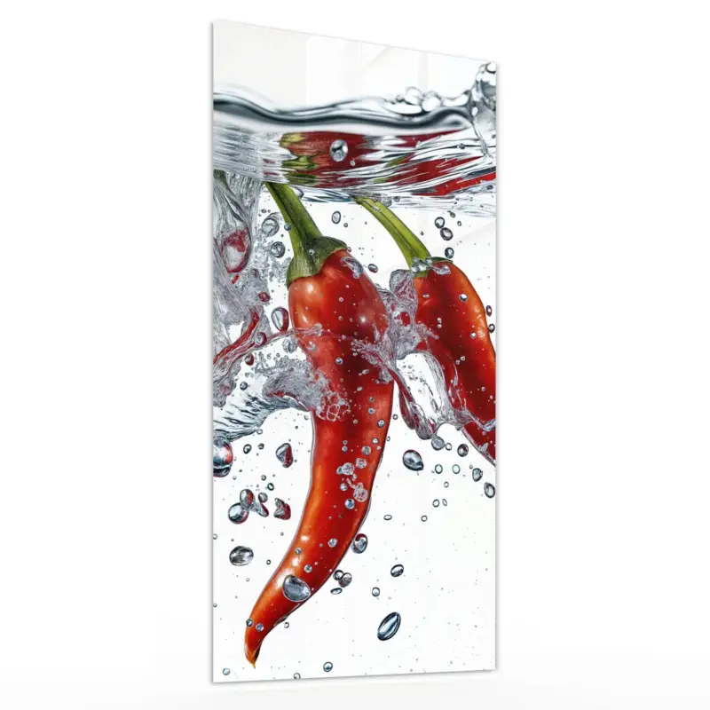 Gratis Versand Wandbild Hochformat - Chilis im Wasser 30 x 60 cm