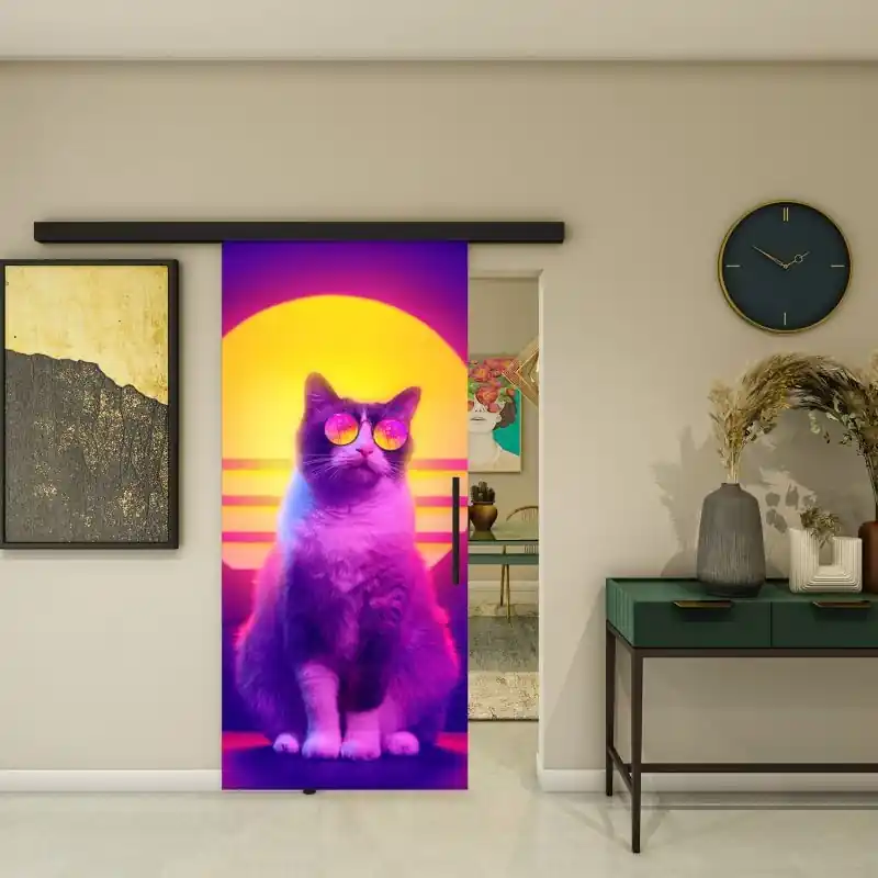Solange Der Vorrat Reicht Glasschiebetür BLACK-LINE - Fotoprint Modell 84