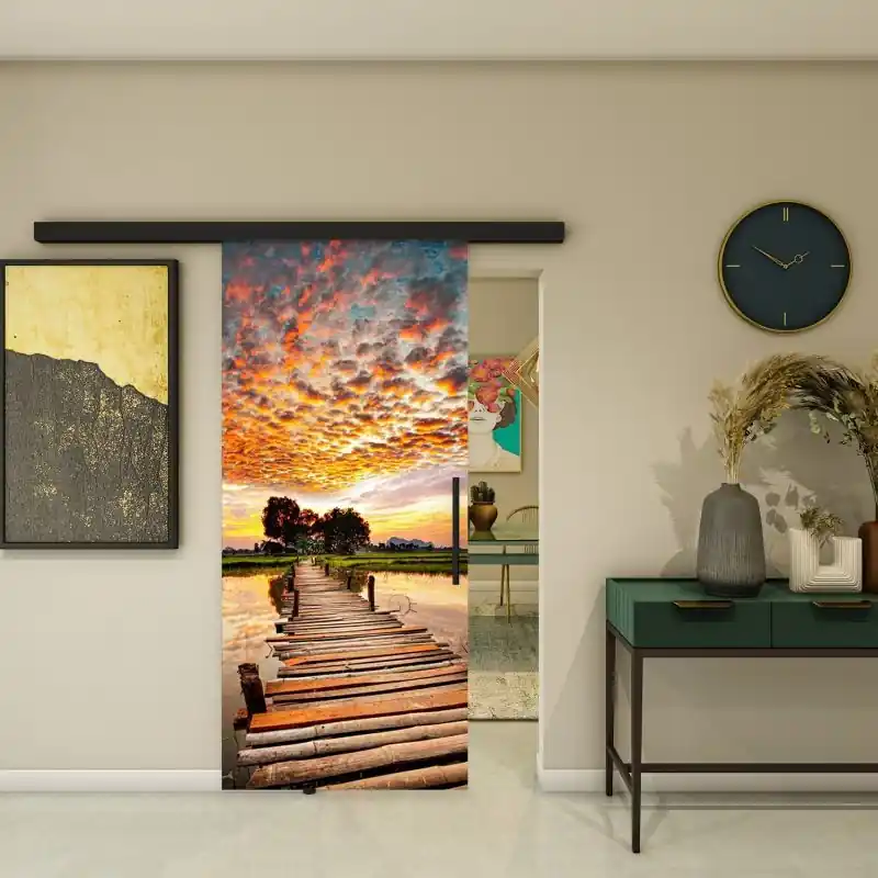 Neue Ware Glasschiebetür BLACK-LINE - Fotoprint Modell 155