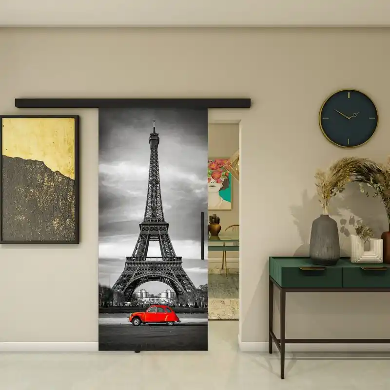 Neu Im Sortiment Glasschiebetür BLACK-LINE - Fotoprint Modell 205