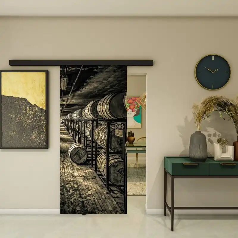 Nur Heute Glasschiebetür BLACK-LINE - Fotoprint Modell 256