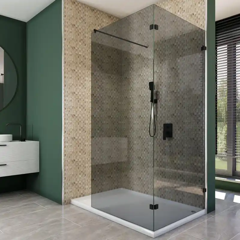 Begrenztes Angebot Walk In Dusche - Amora-05 - Duschwand - Schwarz - Grauglas