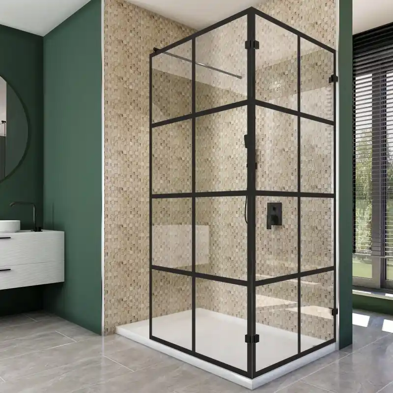 Walk In Dusche - Amora-05 - Duschwand - Schwarz - Loft 2 Jetzt Kaufen