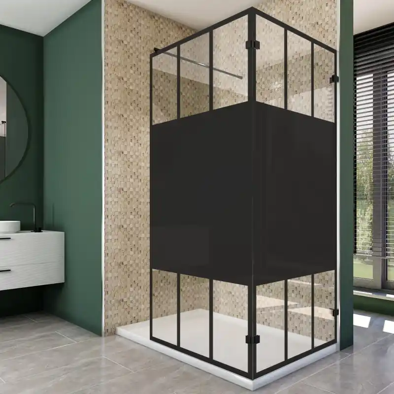 Kracherpreis Walk In Dusche - Amora-05 - Duschwand - Schwarz - Loft 4