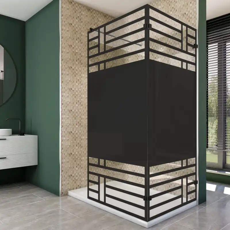 Walk In Dusche - Amora-05 - Duschwand - Schwarz - Loft 5 Top-Seller