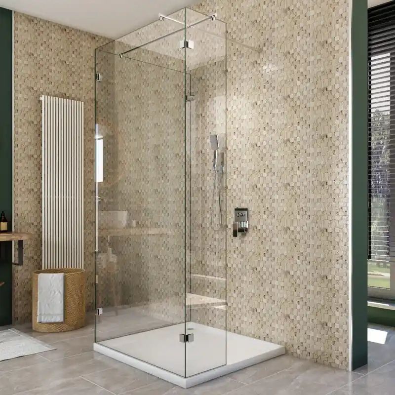 Walk In Dusche - Almada-07 - Duschwand - Chrom - Klarglas Sonderaktion