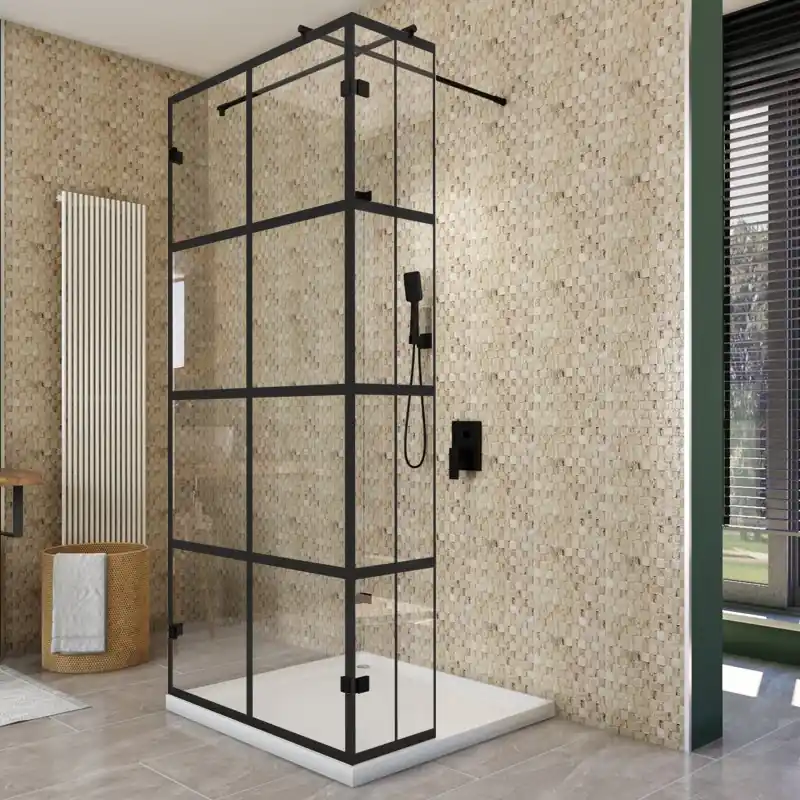 Neue Ware Walk In Dusche - Amora-07 - Duschwand - Schwarz - Loft 2