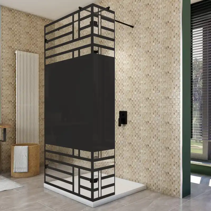 Super-Preis Walk In Dusche - Amora-07 - Duschwand - Schwarz - Loft 5