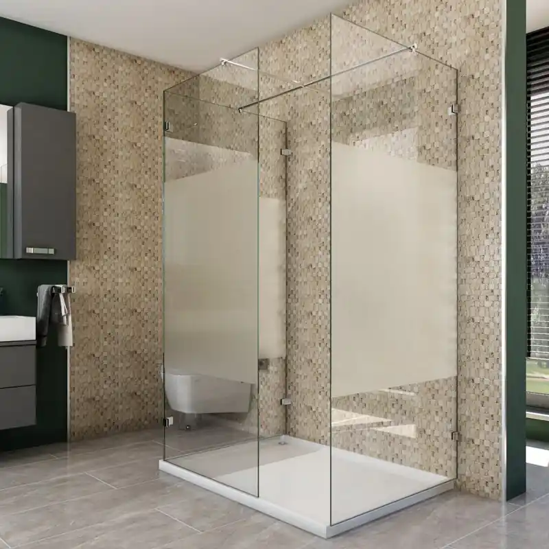Walk In Dusche - Almada-08 - Duschwand - Chrom - Blinds Neu