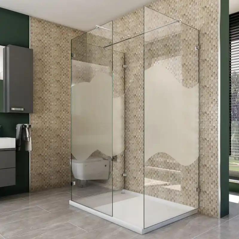 Top-Seller Walk In Dusche - Almada-08 - Duschwand - Chrom - Wave
