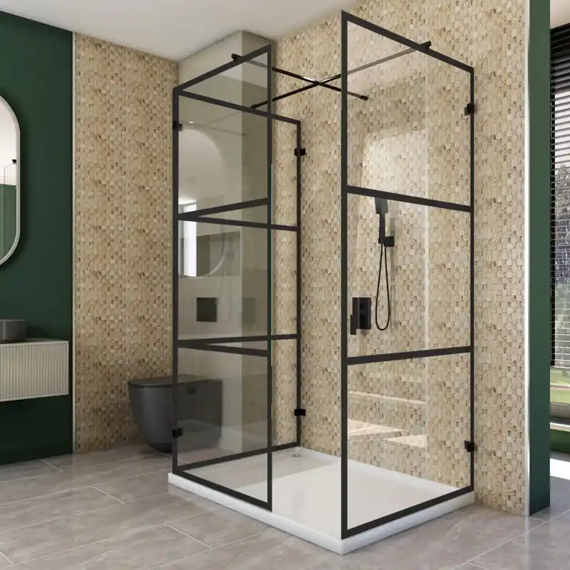 Kostenloser Rückversand Walk In Dusche - Amora-08 - Duschwand - Schwarz - Loft 1