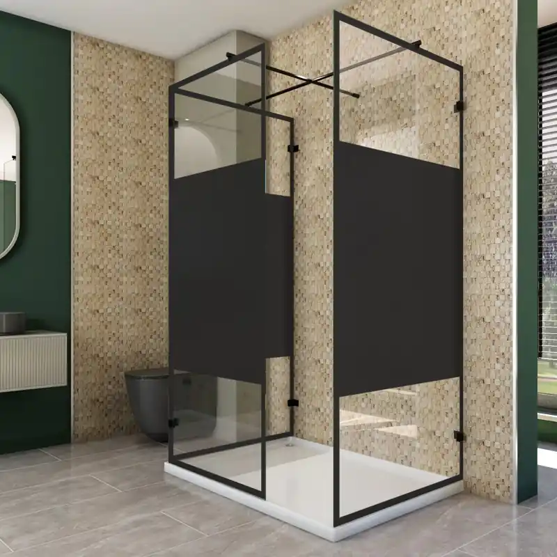 Walk In Dusche - Amora-08 - Duschwand - Schwarz - Loft 3 Beliebt