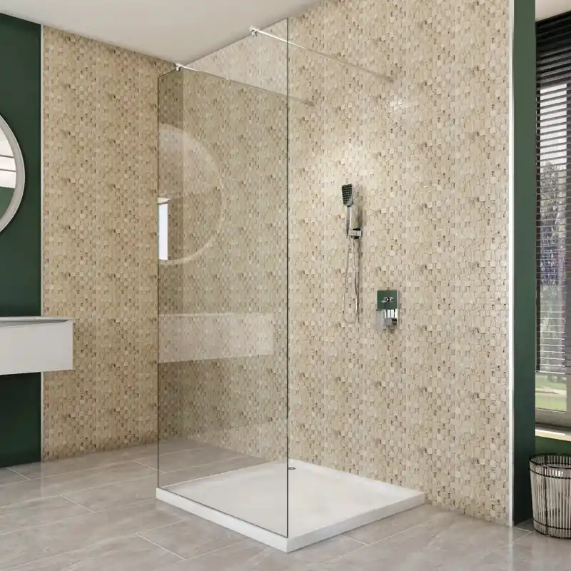 Walk In Dusche - Almada-09 - Duschwand - Chrom - Klarglas Top-Angebot