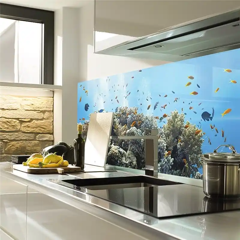 Billig Glas Küchenrückwand 6 mm ESG Motive KRWM-0346