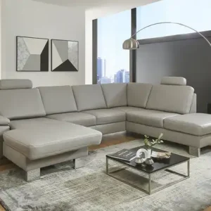 Kollektion Kraft Wohnlandschaft mit Sitz- und Rückenbezug aus Echtleder Samu-L Knallerangebot
