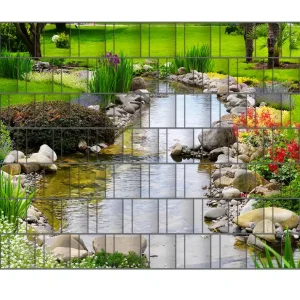 Saisonangebot Zaunsichtschutz Blumen am Teich Breite 200 cm x Höhe 200 cm