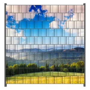 Zaunsichtschutz Berglandschaft im Gebirge unter blauem Himmel Breite 200 cm x Höhe 200 cm Billig