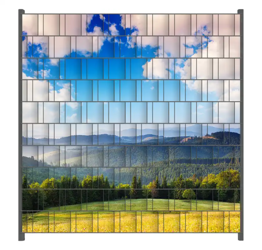 Zaunsichtschutz Berglandschaft im Gebirge unter blauem Himmel Breite 200 cm x Höhe 200 cm Billig