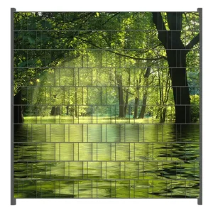 Neue Ware Zaunsichtschutz Idyllischer See im Wald bei Sonnenschein Breite 200 cm x Höhe 200 cm