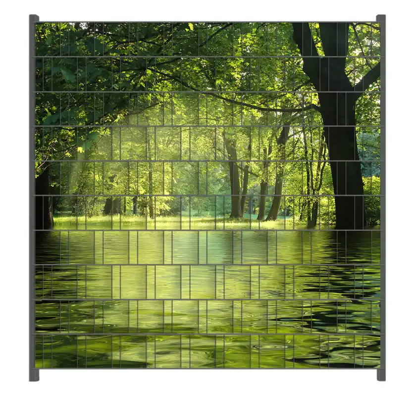 Neue Ware Zaunsichtschutz Idyllischer See im Wald bei Sonnenschein Breite 200 cm x Höhe 200 cm