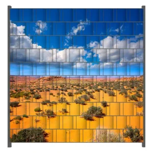 Direktkauf Zaunsichtschutz Wüste in Arizona - blauer Himmel mit Wolken I Breite 200 cm x Höhe 200 cm
