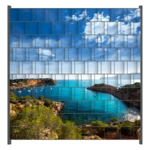 Ausverkauf Zaunsichtschutz Ibiza - Blick von einer Bucht aufs Meer Breite 200 cm x Höhe 200 cm