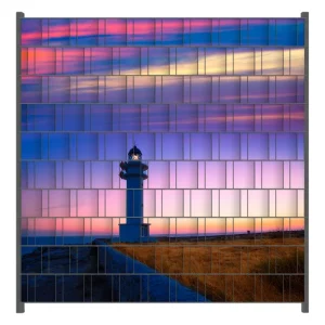Neu Zaunsichtschutz Leuchtturm am Abend auf den Balearen Malerischer Himmel Breite 200 cm x Höhe 180 cm