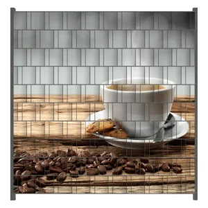 Kostenloser Versand Zaunsichtschutz Heiße Tasse Kaffee mit Kaffeebohnen Breite 200 cm x Höhe 140 cm