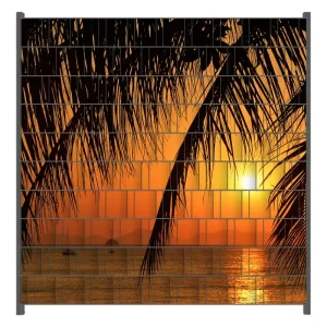 Jetzt Bestellen Zaunsichtschutz Sonnenuntergang unter Palmenblättern Breite 250 cm x Höhe 140 cm