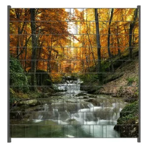 Must-Have Zaunsichtschutz Kleiner Bach über Steine im Herbstwald Breite 250 cm x Höhe 140 cm
