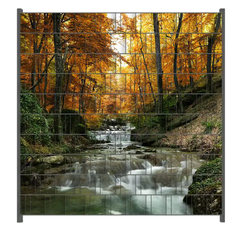 Must-Have Zaunsichtschutz Kleiner Bach über Steine im Herbstwald Breite 250 cm x Höhe 140 cm