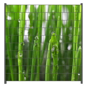 Neu Zaunsichtschutz Wassertropfen an Grashalmen Breite 200 cm x Höhe 180 cm