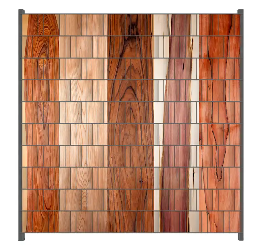 Expressversand Zaunsichtschutz Holzmuster - Oberfläche mit Holzmaserung VIII Breite 200 cm x Höhe 140 cm