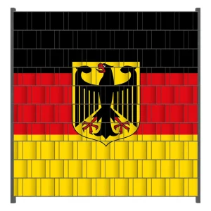 Billig Zaunsichtschutz Deutsche Flagge mit Wappen Breite 200 cm x Höhe 200 cm